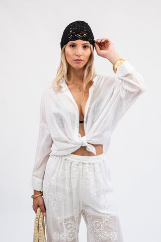Camicia Nodo in Cotone Bianco|Colore:Bianco