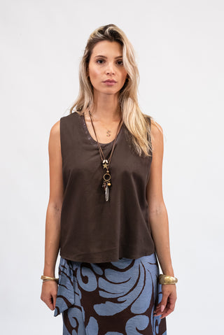 Top Collana Piuma Moro scuro|Colore:Moro scuro