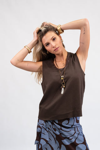 Top Collana Piuma Moro scuro|Colore:Moro scuro