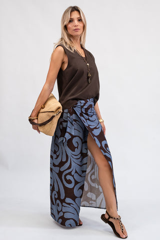 Gonna Pareo Fantasia moro/celeste|Colore:Moro/celeste