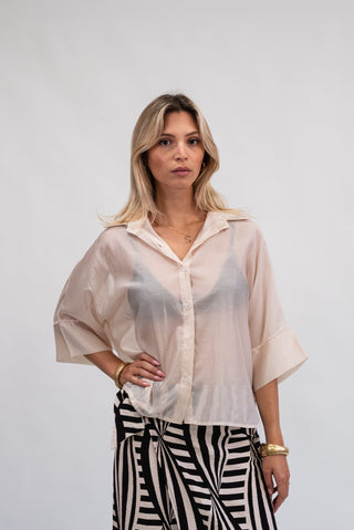 Camicia Tencel Beige|Colore:Beige