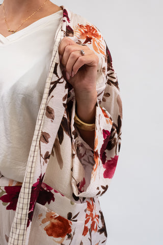 Giacca Kimono Fantasia Beige|Colore:Beige