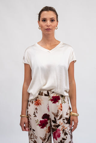 Maglia Satin con Scollo a V panna|Colore:Panna