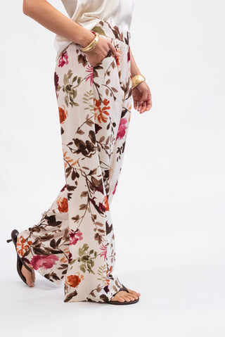 Pantalone Palazzo Fantasia Beige|Colore:Beige