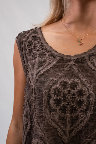 Canotta Ricamo in Cotone Moro|Colore:Moro