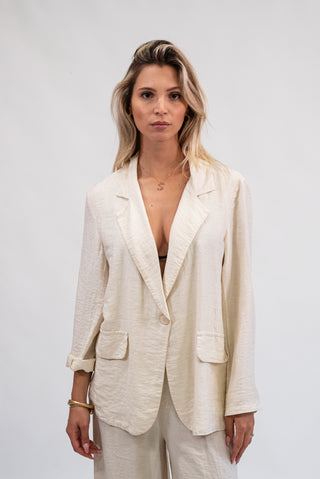 Giacca Monopetto in Tencel Panna|Colore:Panna
