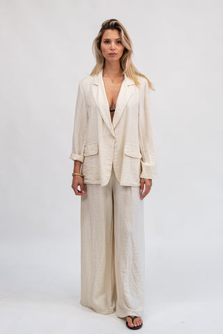 Giacca Monopetto in Tencel Panna|Colore:Panna