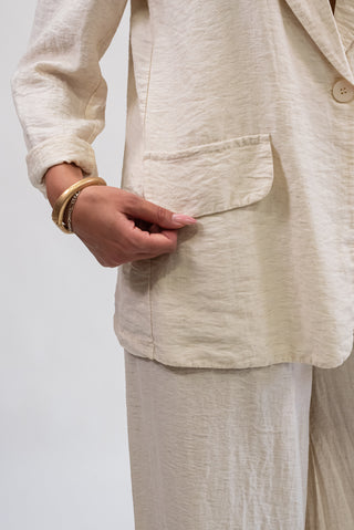 Giacca Monopetto in Tencel Panna|Colore:Panna