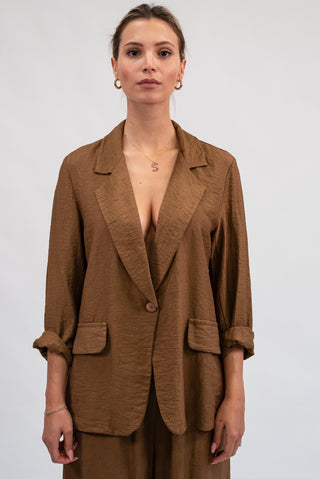 Giacca Monopetto in Tencel Camel|Colore:Camel
