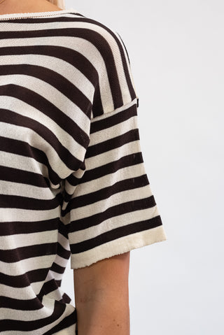Maglia Righe in Viscosa panna/moro|Colore:Panna/moro