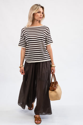 Maglia Righe in Viscosa panna/moro|Colore:Panna/moro
