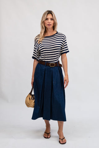 Maglia Righe in Viscosa blu/panna|Colore:Blu/panna
