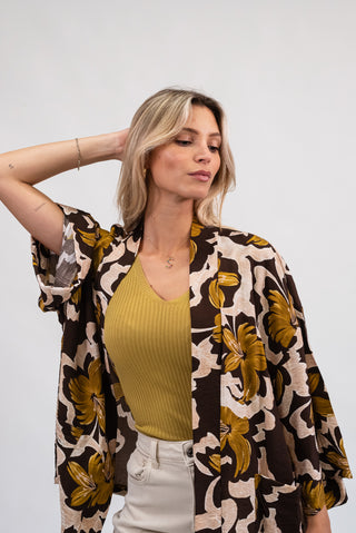 Giacca Kimono moro/verde olio|Colore:Moro/verde olio