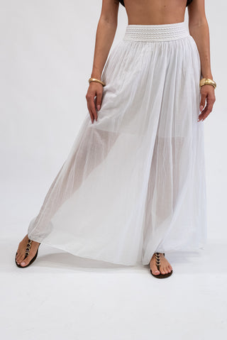 Pantalone Wideleg Cotone Bianco|Colore:Bianco