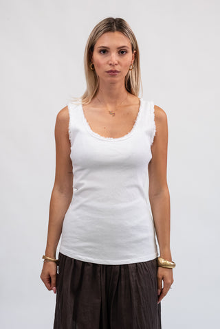 Canotta Sfrangiata Bianco|Colore:Bianco