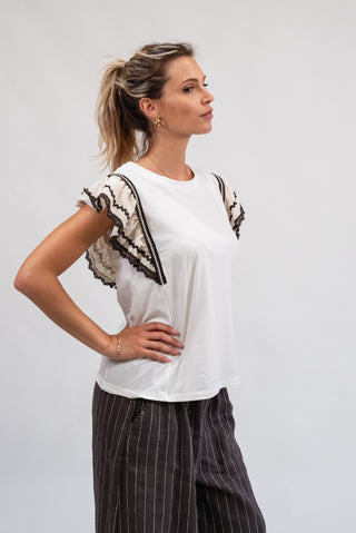 Maglia Manica in Sangallo Panna|Colore:Panna