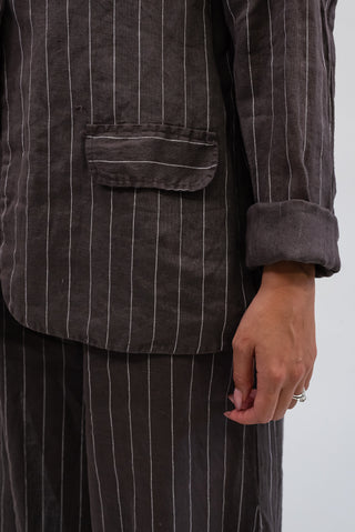 Giacca Gessata 100% Lino Moro|Colore:Moro