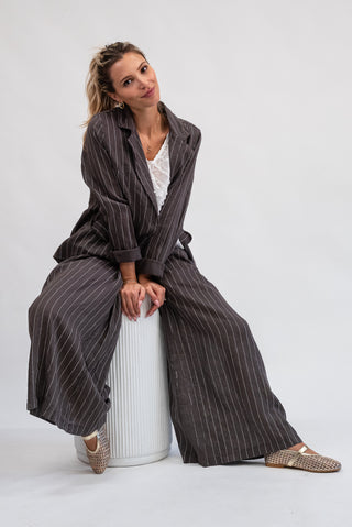 Giacca Gessata 100% Lino Moro|Colore:Moro