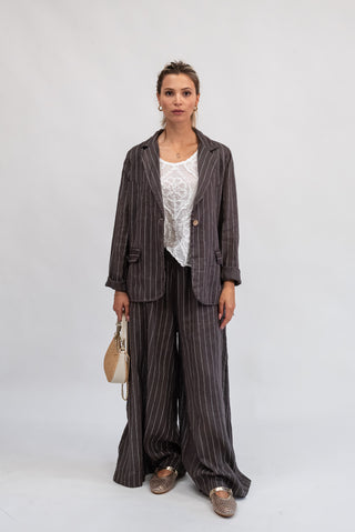 Giacca Gessata 100% Lino Moro|Colore:Moro