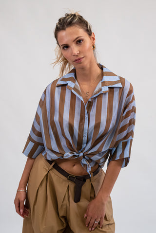 Camicia a Righe Celeste/moro|Colore:Celeste/moro