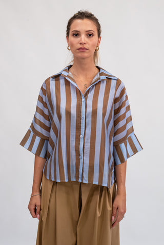 Camicia a Righe Celeste/moro|Colore:Celeste/moro