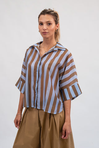 Camicia a Righe Celeste/moro|Colore:Celeste/moro