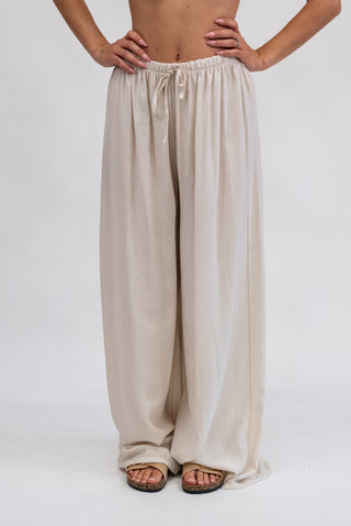 Pantalone Palazzo Viscosa beige|Colore:Beige
