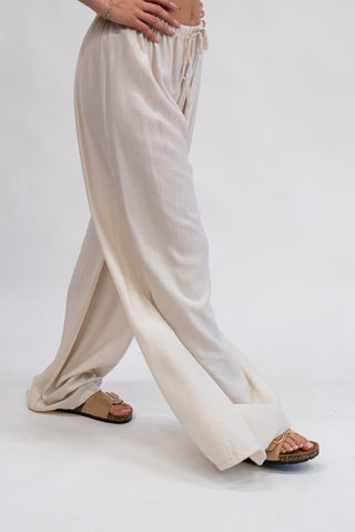 Pantalone Palazzo Viscosa beige|Colore:Beige
