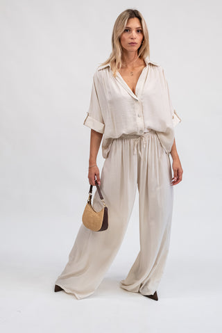 Pantalone Palazzo Viscosa beige|Colore:Beige