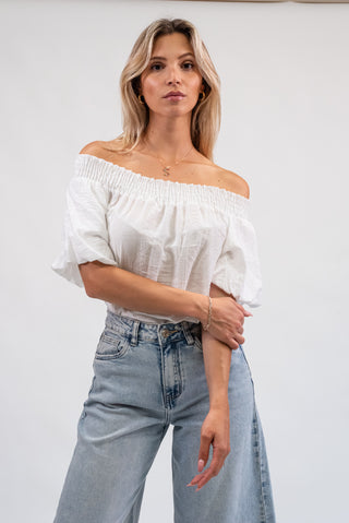 Blusa Scollo a Barca bianco|Colore:Bianco
