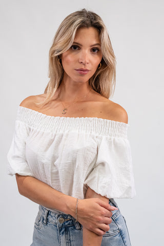 Blusa Scollo a Barca bianco|Colore:Bianco