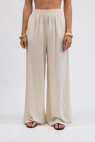 Pantalone Palazzo in Tencel Panna|Colore:Panna
