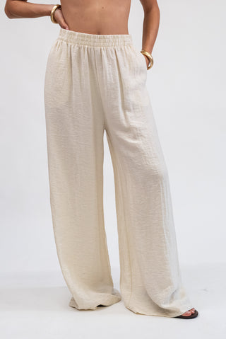 Pantalone Palazzo in Tencel Panna|Colore:Panna