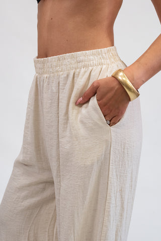 Pantalone Palazzo in Tencel Panna|Colore:Panna