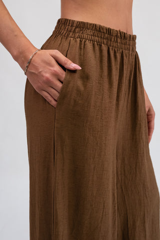 Pantalone Palazzo in Tencel Camel|Colore:Camel