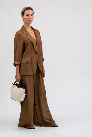 Pantalone Palazzo in Tencel Camel|Colore:Camel