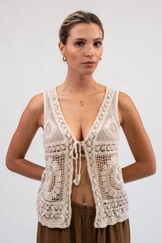 Gilet Macramè beige|Colore:Beige