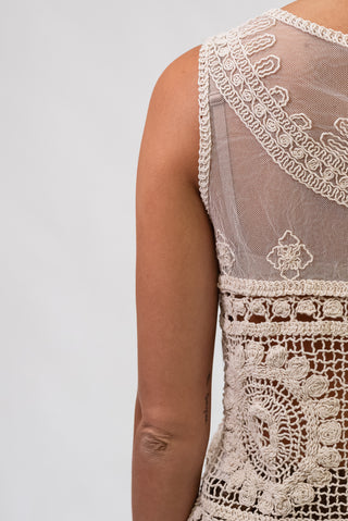 Gilet Macramè beige|Colore:Beige