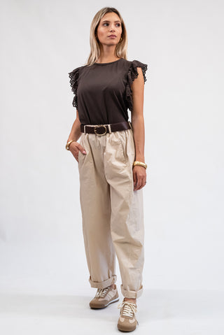 Pantalone Con Cintura beige|Colore:Beige