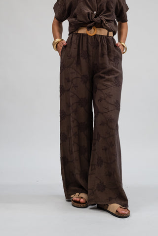 Pantalone Ricamo con Cintura moro|Colore:Moro