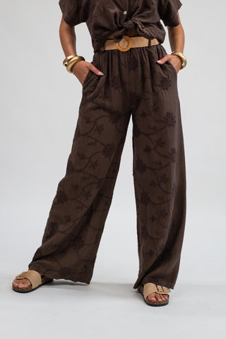 Pantalone Ricamo con Cintura moro|Colore:Moro
