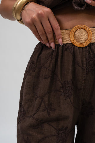 Pantalone Ricamo con Cintura moro|Colore:Moro