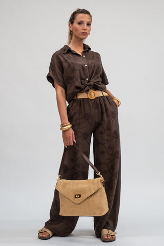 Blusa Ricamo con Bottoni moro|Colore:Moro