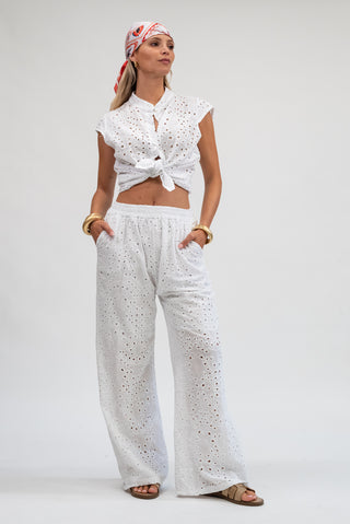 Camicia Smanicata Sangallo bianco|Colore:Bianco