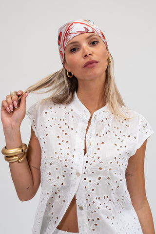 Camicia Smanicata Sangallo bianco|Colore:Bianco