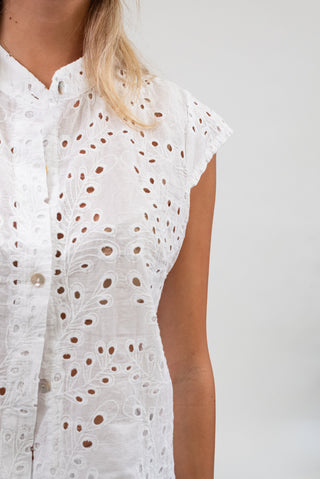 Camicia Smanicata Sangallo bianco|Colore:Bianco