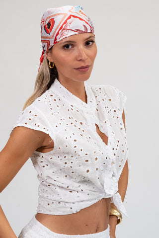 Camicia Smanicata Sangallo bianco|Colore:Bianco