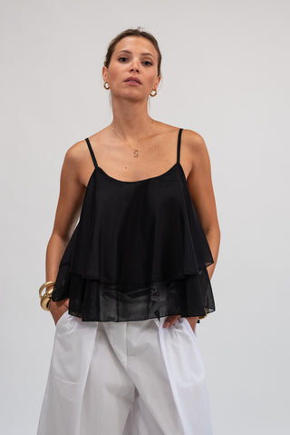 Top Balze Tencel nero|Colore:Nero