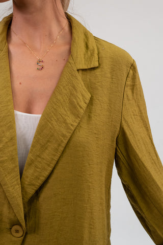 Giacca Monopetto in Tencel Verde olio|Colore:Verde olio