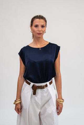 Maglia Viscosa Basic blu|Colore:Blu